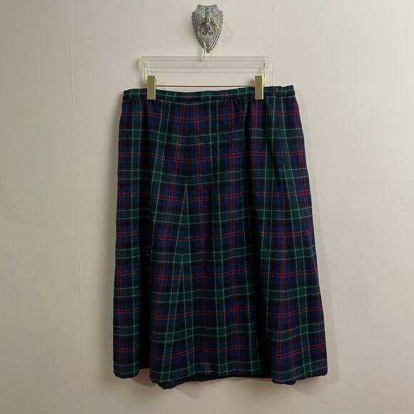(2) Pendleton L/XL blazer skirt set plaid wool fall blue green dark academia - Picture 12 of 14